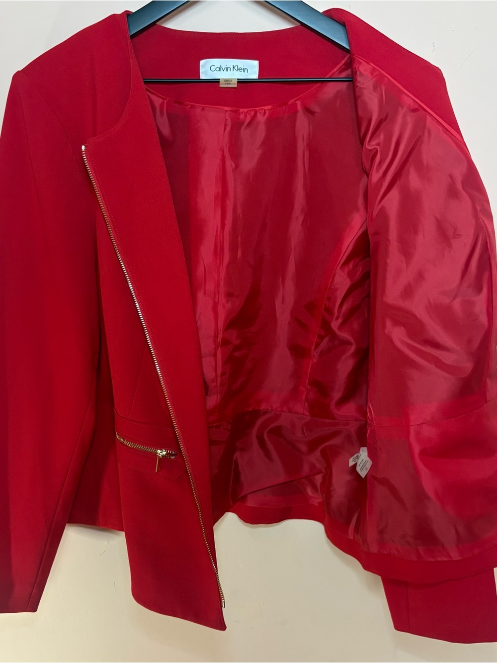 Calvin Klein Red Career Zip Blazer Jacket Plus Size 16W - Picture 4 of 9